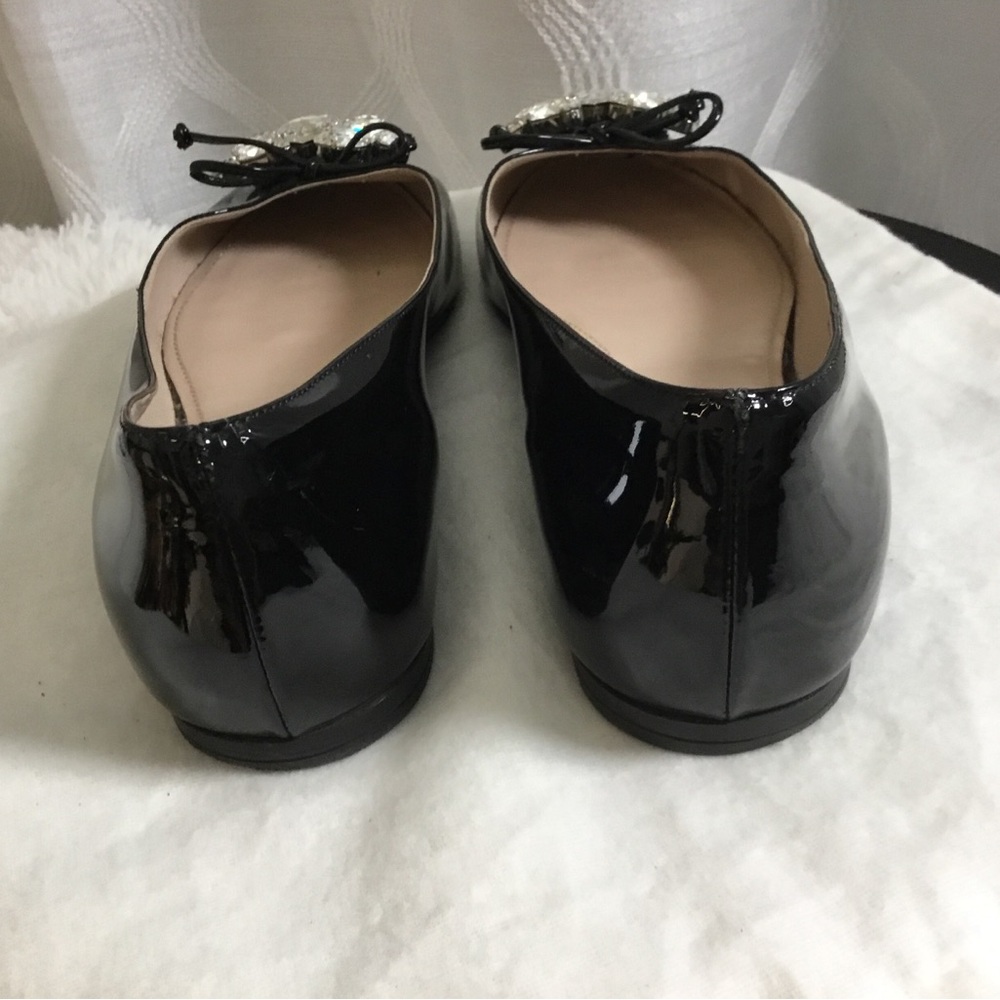 Miu Miu Black Patent Leather Jeweled Swarovski Crystals Ballet Flats - Picture 4 of 10